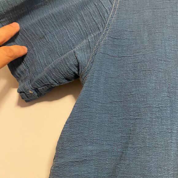 Kuhl Shirt Sz Medium Blue Organic Cotton Short Sleeve Button Up Pocket Outdoors - Picture 3 of 4